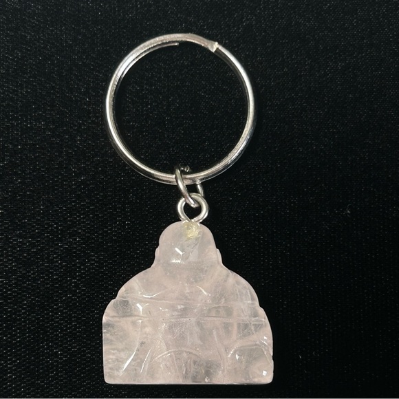 NWOT rose quartz Buddha keychain light pink crystal faith charm boho vintage y2k - Picture 4 of 7